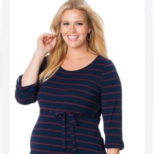 Striped Navy and Red Dress woman’s size M motherhood maternity shirt